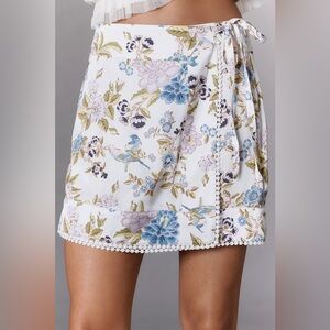 Maeve by Anthropologie Women’s Printed Satin Wrap Mini Skirt Size 2 NWT